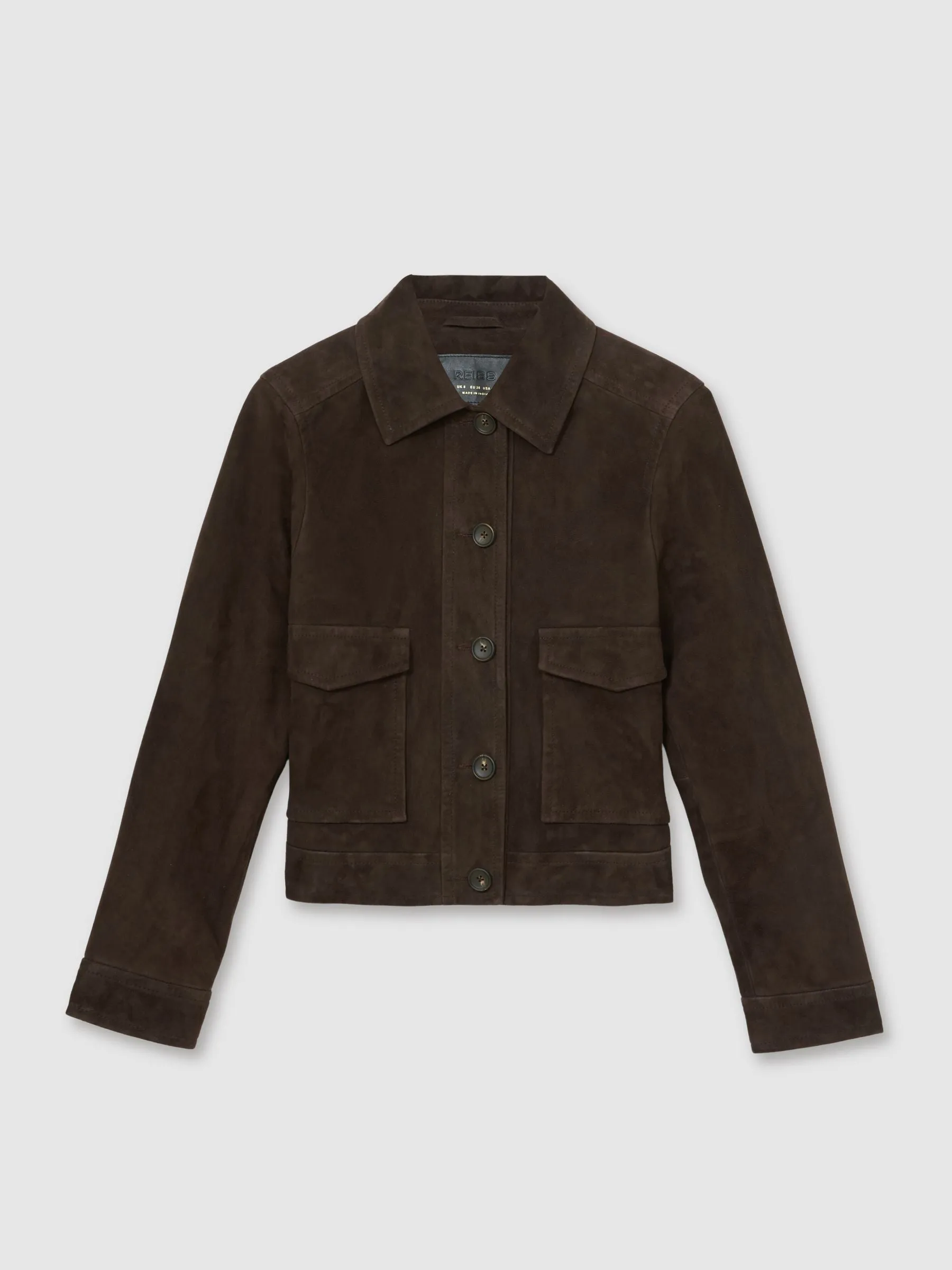 Reiss Trucker Jacket in Chocolate Brown