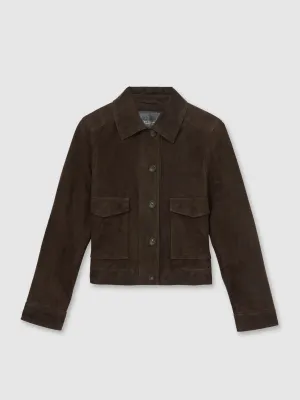 Reiss Trucker Jacket in Chocolate Brown