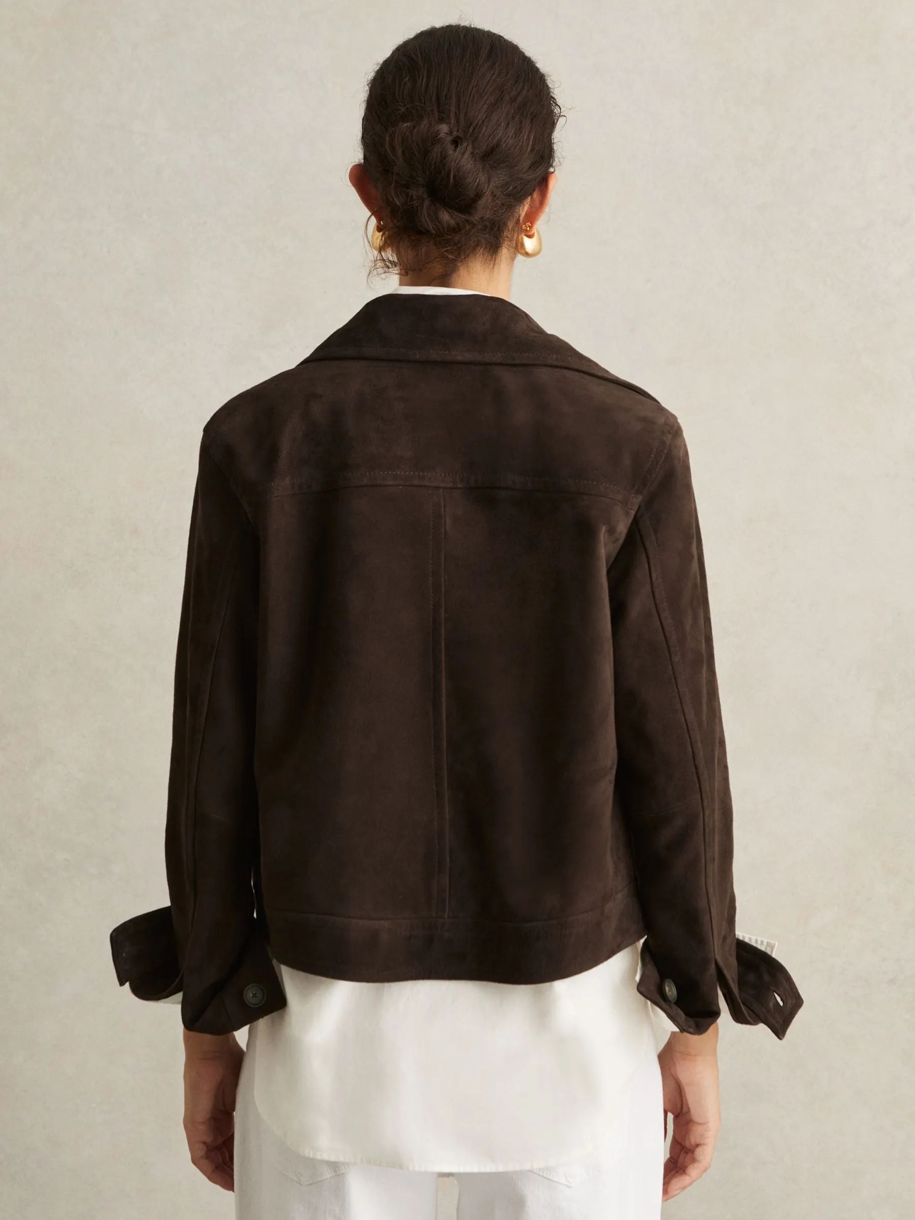Reiss Trucker Jacket in Chocolate Brown
