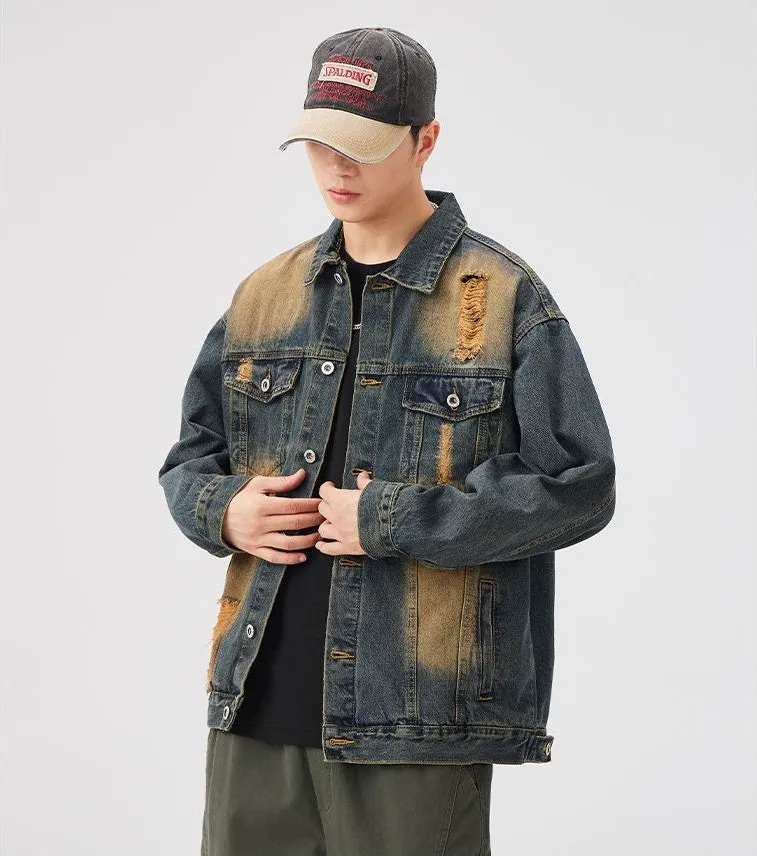 Relaxed-Fit Double Stitched Denim Jacket for Stylish Men