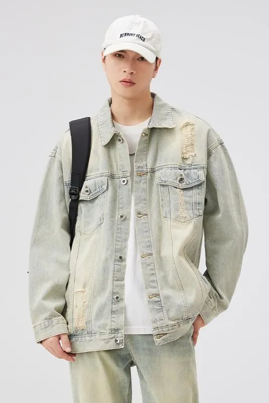 Relaxed-Fit Double Stitched Denim Jacket for Stylish Men