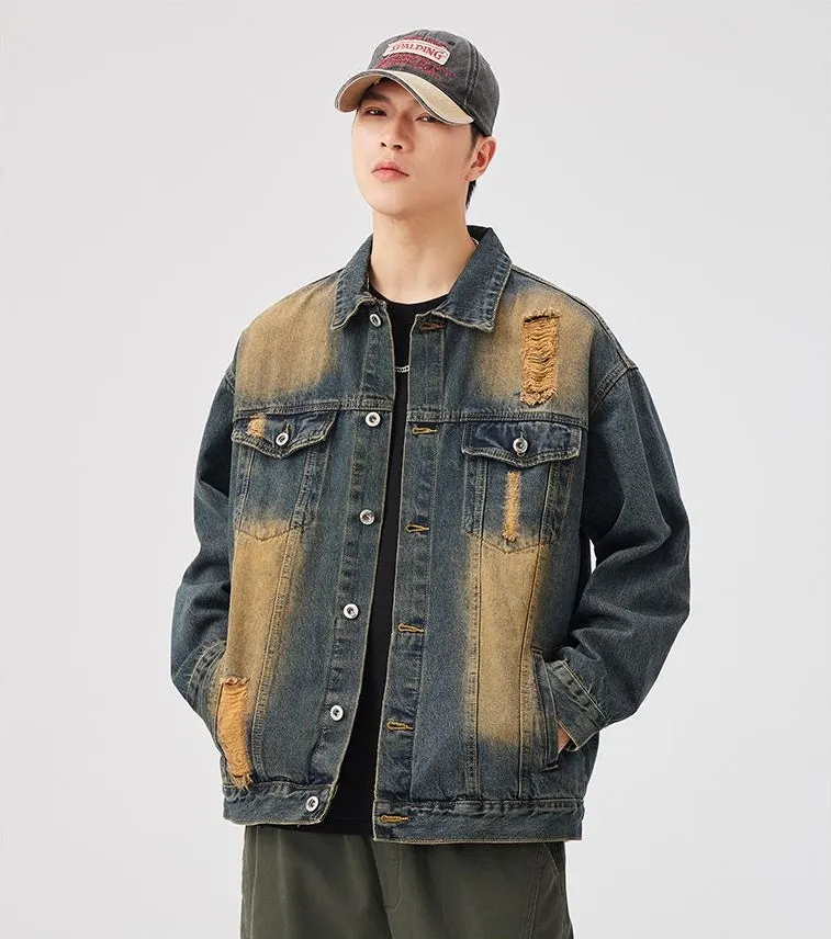 Relaxed-Fit Double Stitched Denim Jacket for Stylish Men
