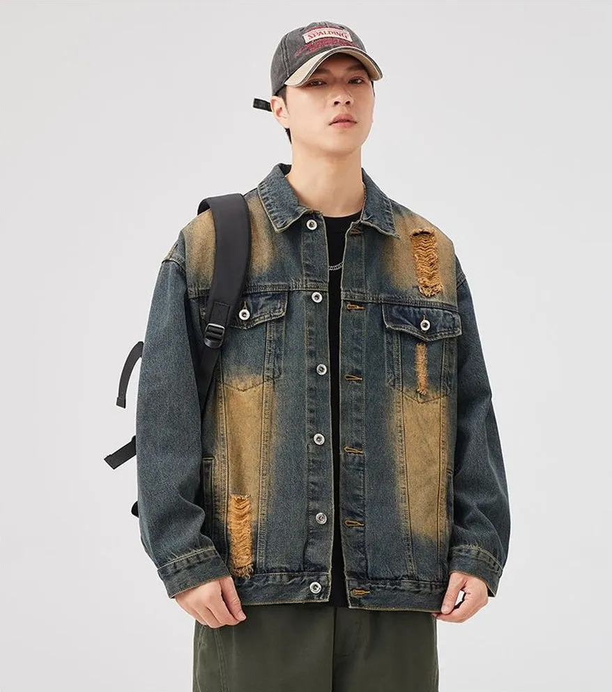 Relaxed-Fit Double Stitched Denim Jacket for Stylish Men