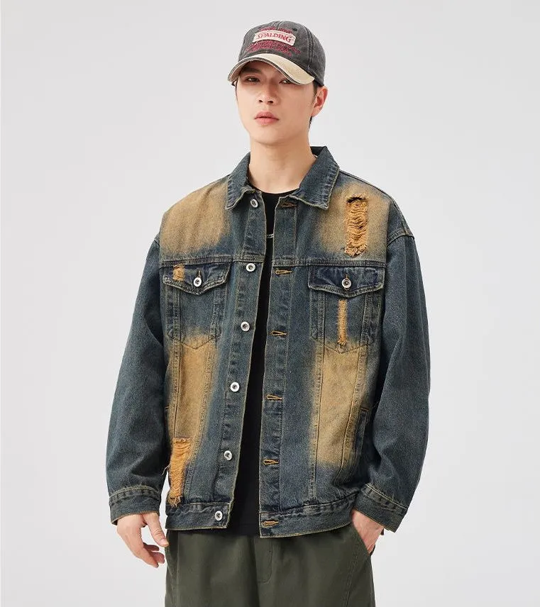 Relaxed-Fit Double Stitched Denim Jacket for Stylish Men