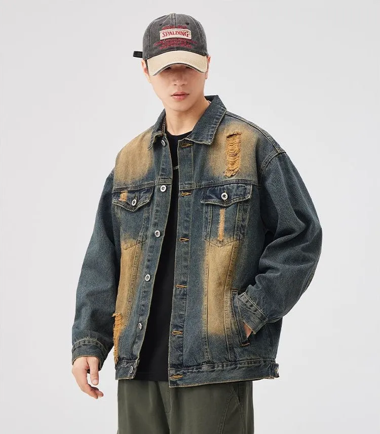 Relaxed-Fit Double Stitched Denim Jacket for Stylish Men