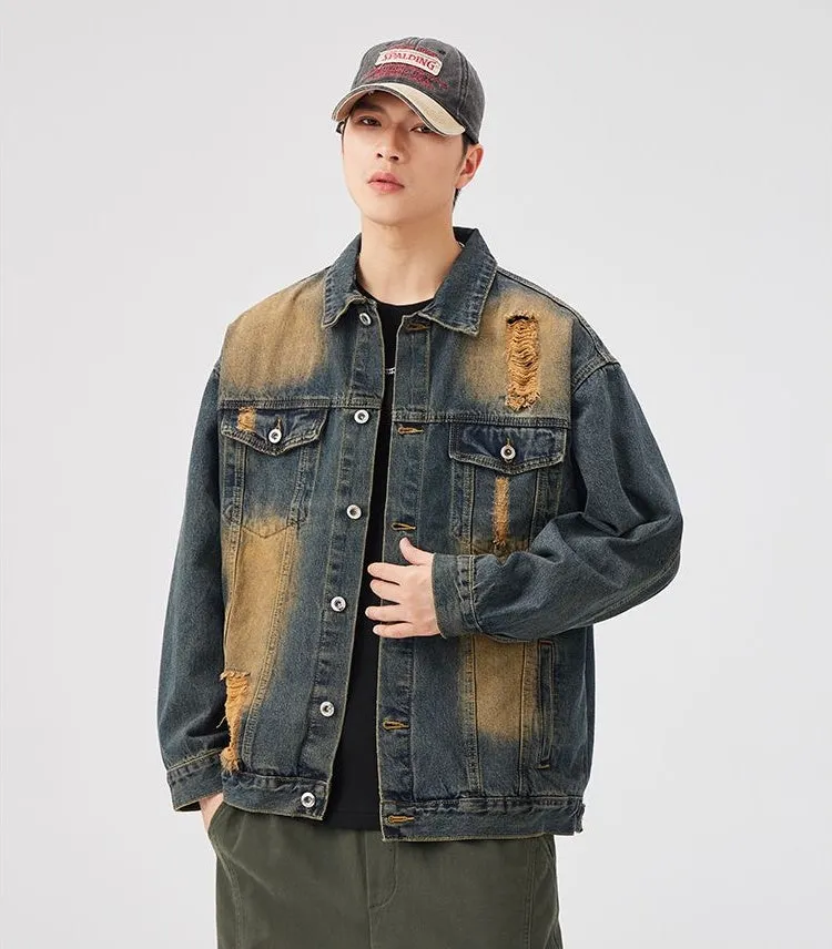 Relaxed-Fit Double Stitched Denim Jacket for Stylish Men