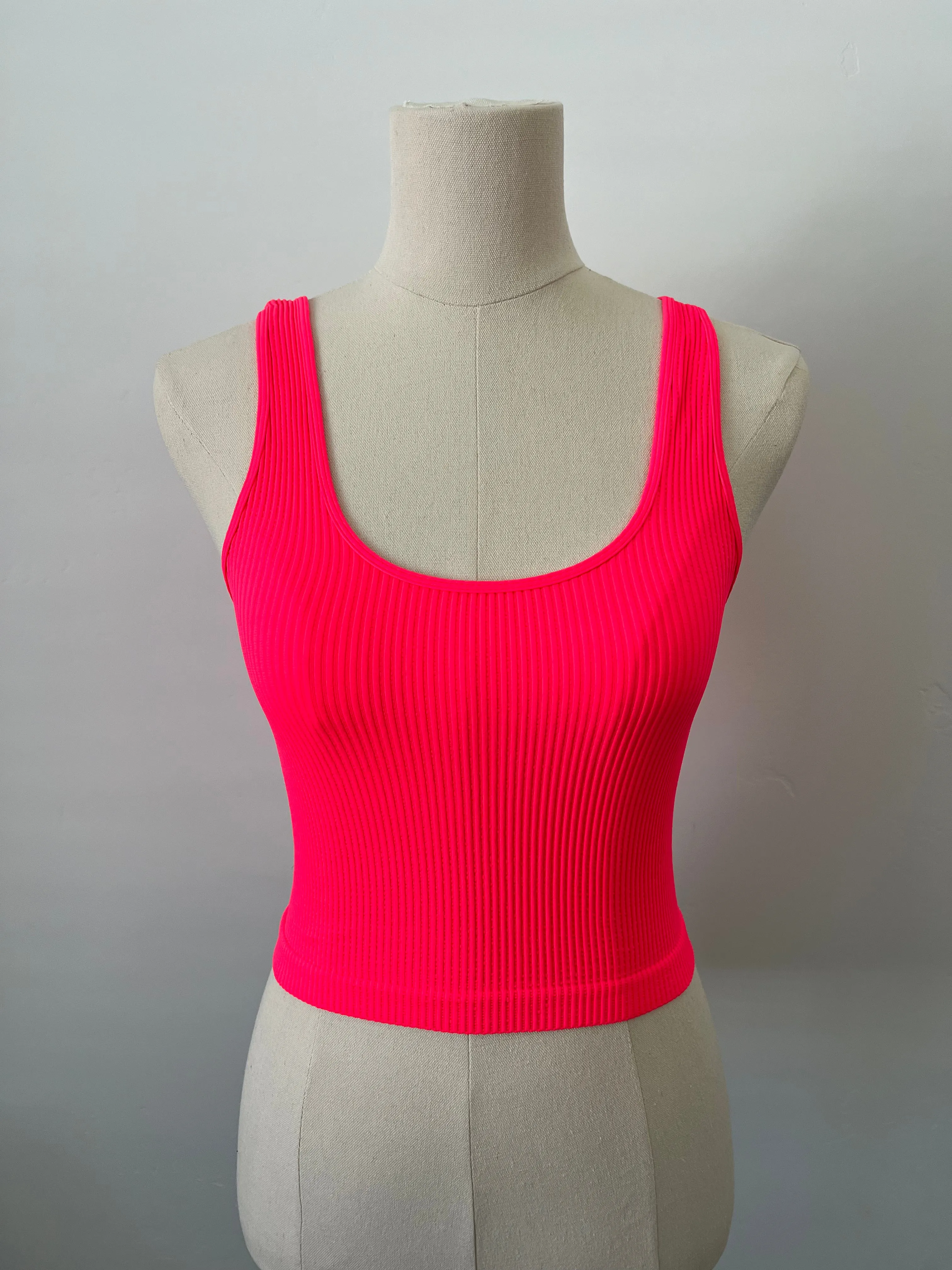 Reversible Brami Crop - Neon Coral