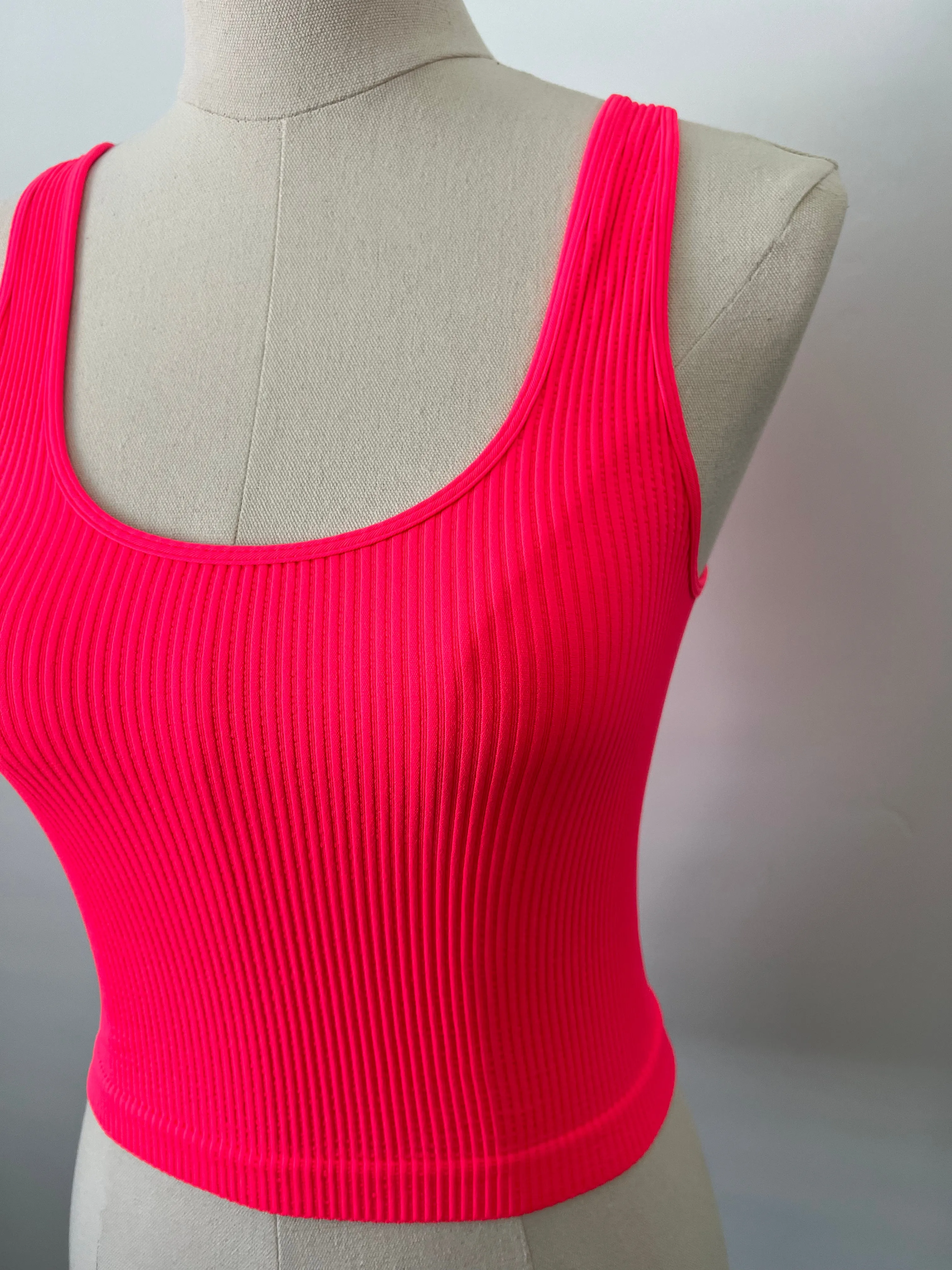 Reversible Brami Crop - Neon Coral