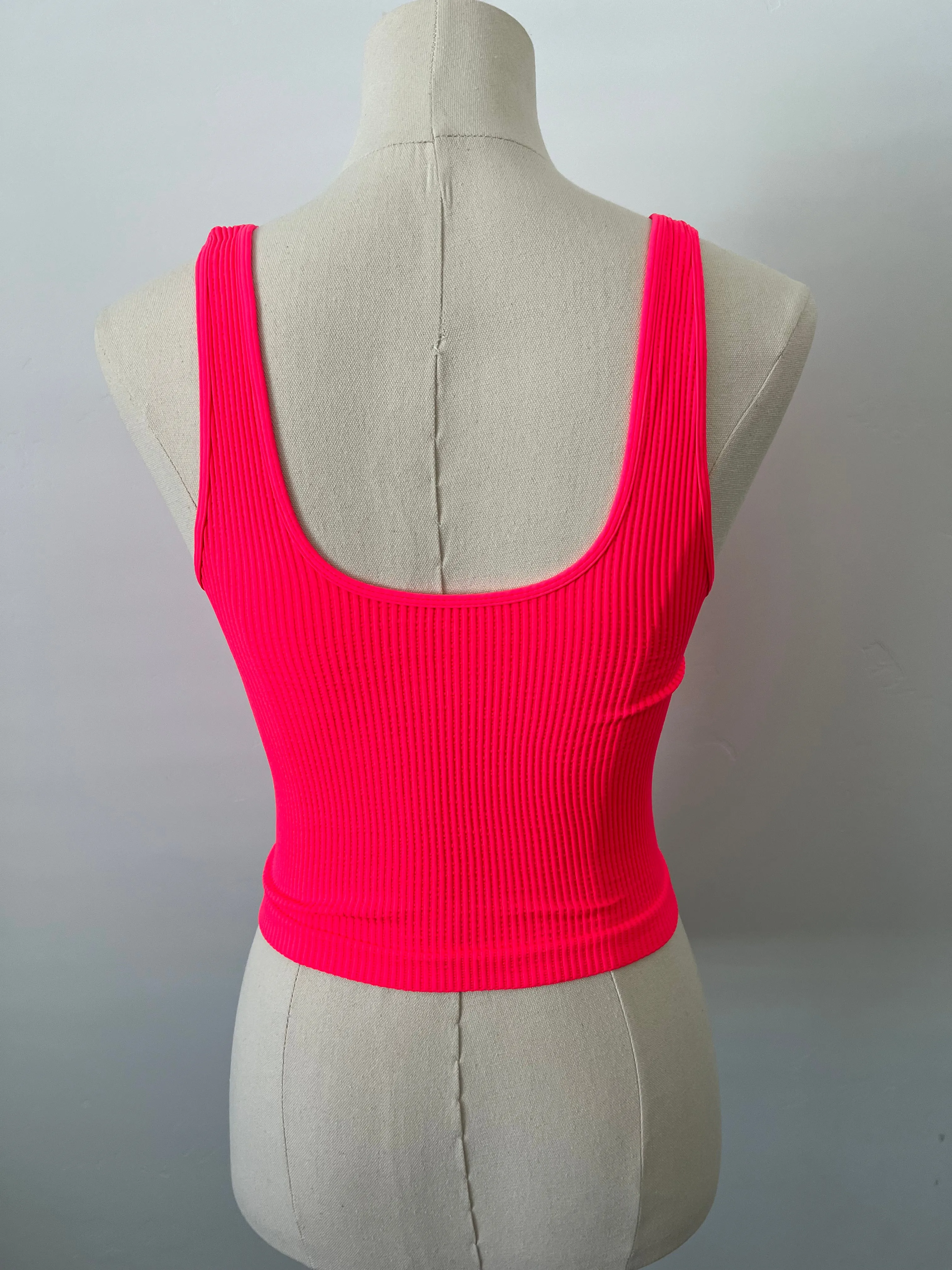 Reversible Brami Crop - Neon Coral