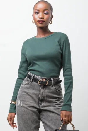 Rib Long Sleeve T-Shirt Green