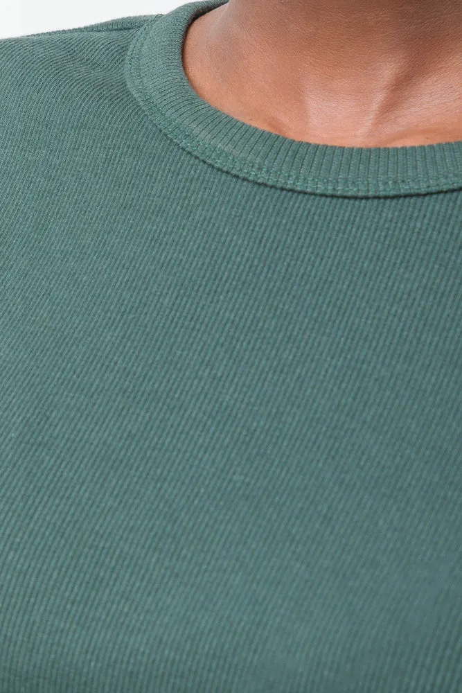 Rib Long Sleeve T-Shirt Green