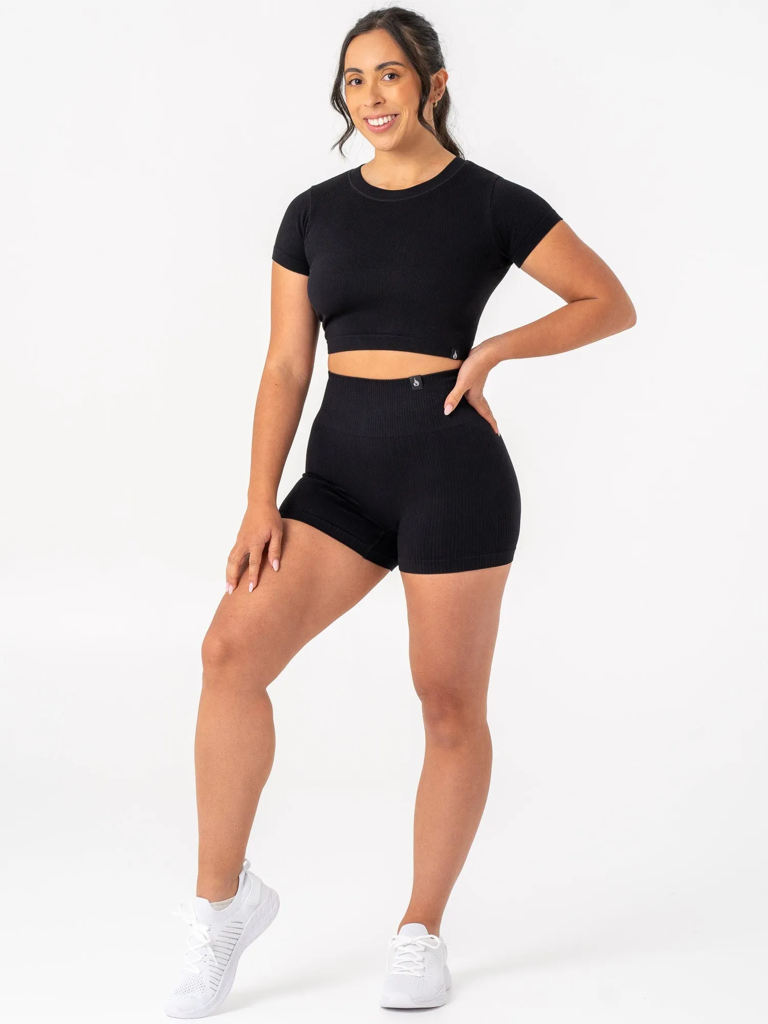 Rib Seamless T-Shirt - Black