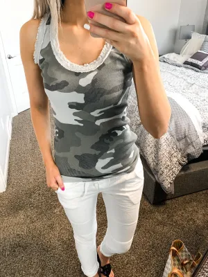 Ribbed Camouflage Tank Top