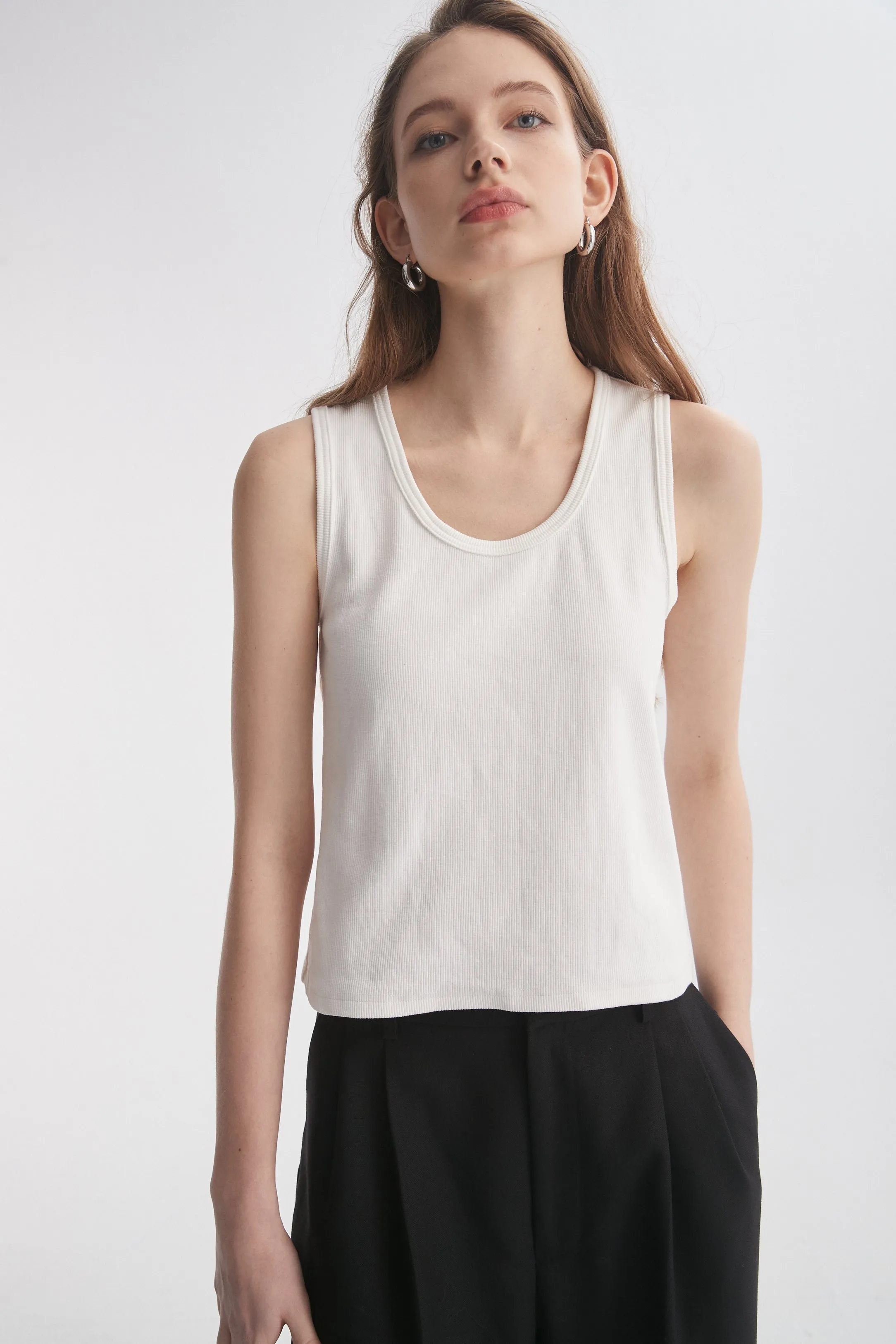 Ribbed Crewneck Tank Top