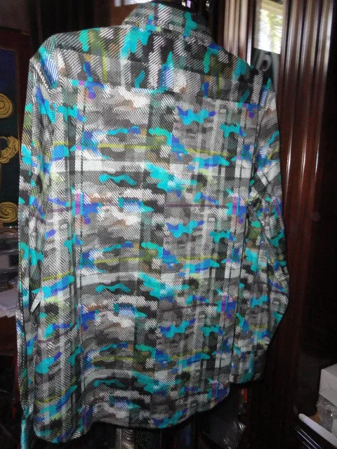 Robert Graham Hydroflauge Colorful Long Sleeve Shirt Size Medium