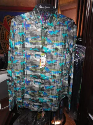 Robert Graham Hydroflauge Colorful Long Sleeve Shirt Size Medium