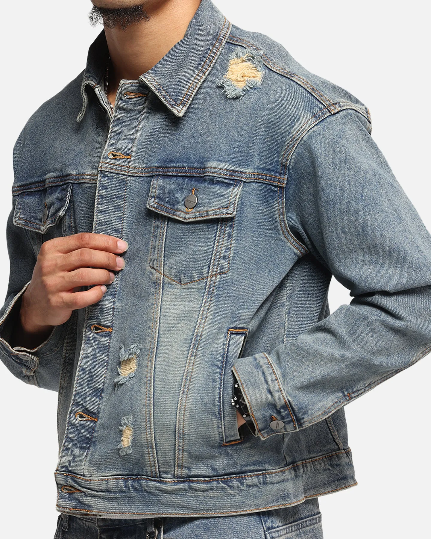 Saint Morta Trucker Denim Jacket Dirty Denim
