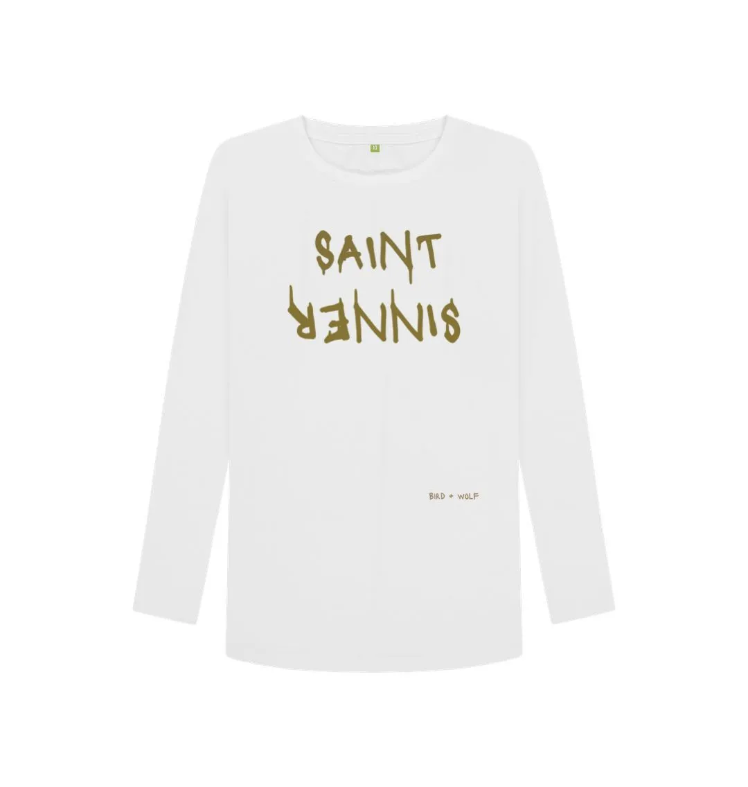 Saint Sinner Long Sleeve Tee (Gold Lettering)