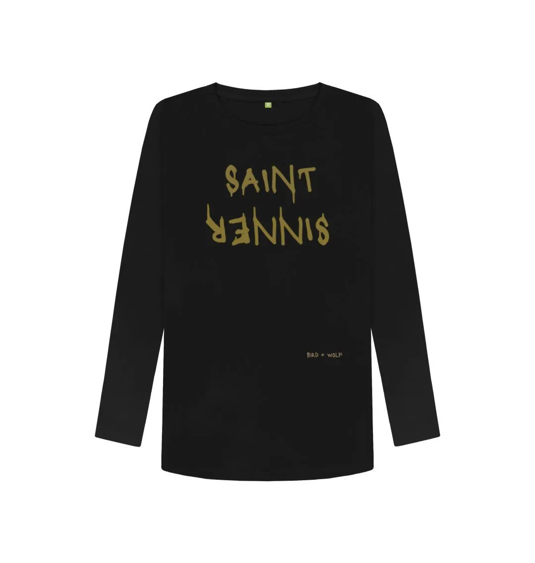Saint Sinner Long Sleeve Tee (Gold Lettering)