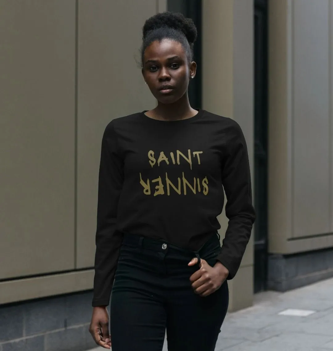 Saint Sinner Long Sleeve Tee (Gold Lettering)