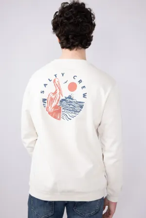 Salty Crew Stake Out Crew Fleece Sweatshirt for Men in Bone | 20335355-BONE