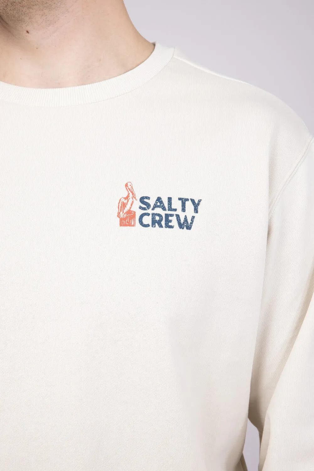 Salty Crew Stake Out Crew Fleece Sweatshirt for Men in Bone | 20335355-BONE