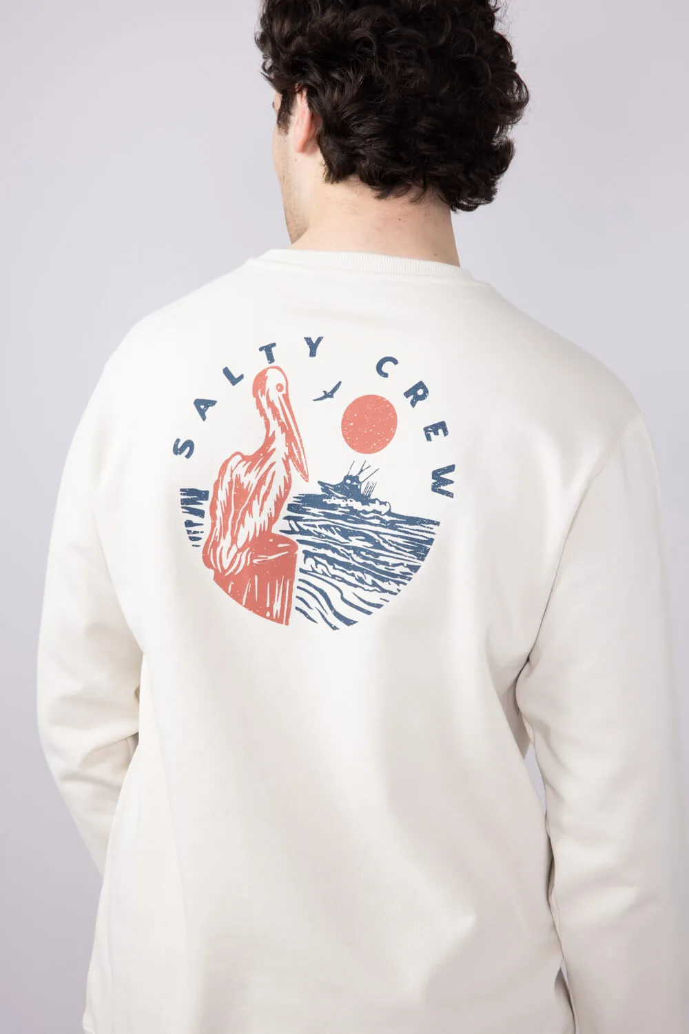 Salty Crew Stake Out Crew Fleece Sweatshirt for Men in Bone | 20335355-BONE