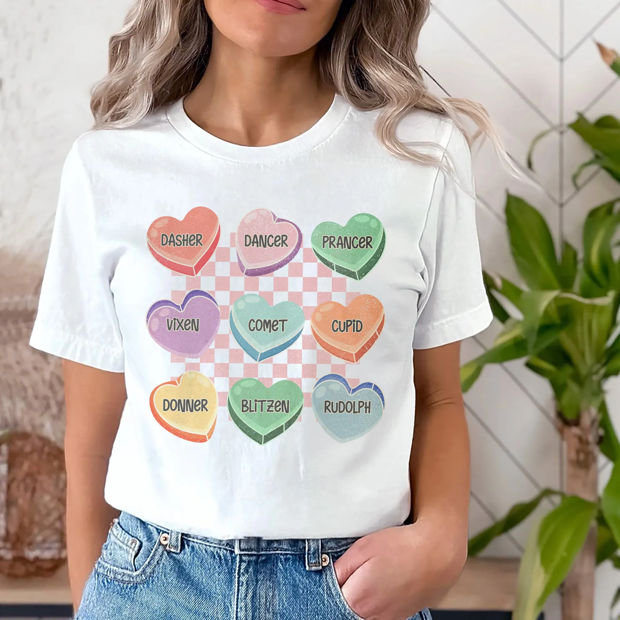 Sandjest Santa's Reindeer Retro Christmas Shirt, Holiday Reindeer Crew Sweatshirt, Rudolph Shirt, Xmas Family Shirt, Vintage Reindeer Graphic Tee