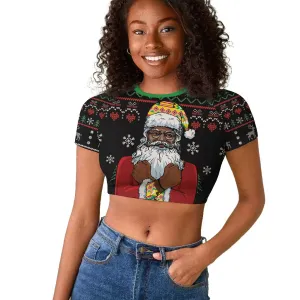 Santa Claus African Christmas Raglan Cropped T shirt Traditional Costume DT03