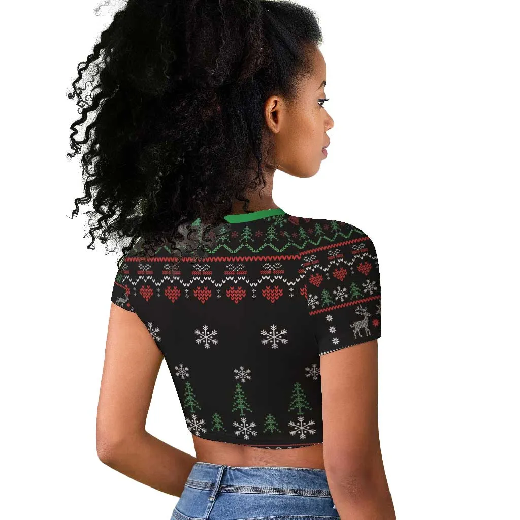Santa Claus African Christmas Raglan Cropped T shirt Traditional Costume DT03