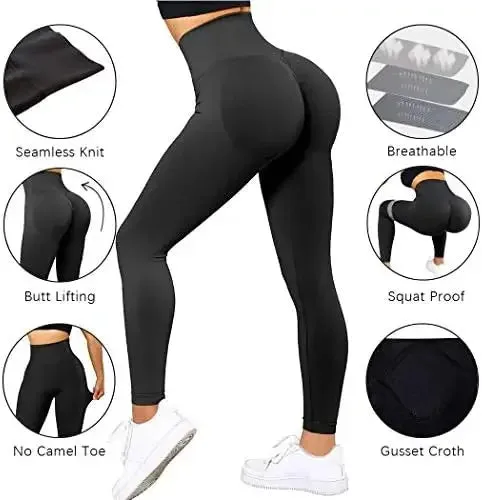 Seamless High Waist Fitness Leggings – Peach Lift Yoga Pants for Women