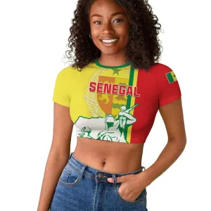 Senegal Independence Day Raglan Cropped T shirt - Un Peuple, Un But, Une Foi, 64th Anniversary LT01