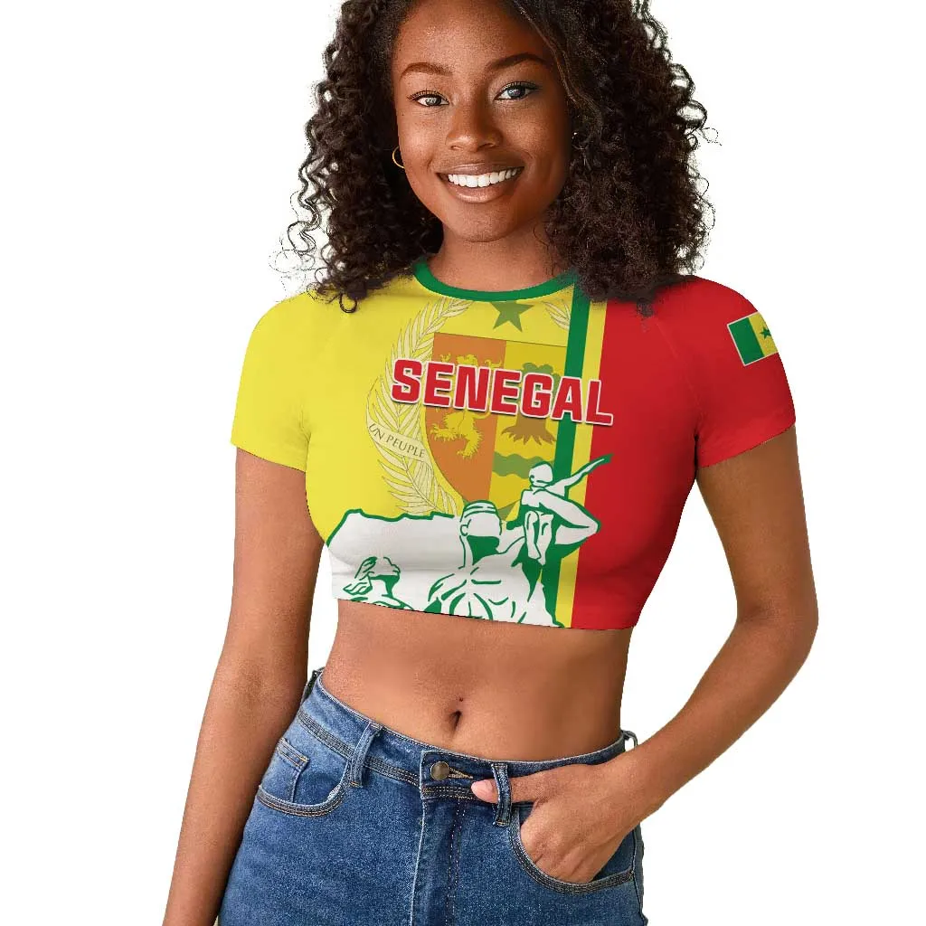 Senegal Independence Day Raglan Cropped T shirt - Un Peuple, Un But, Une Foi, 64th Anniversary LT01