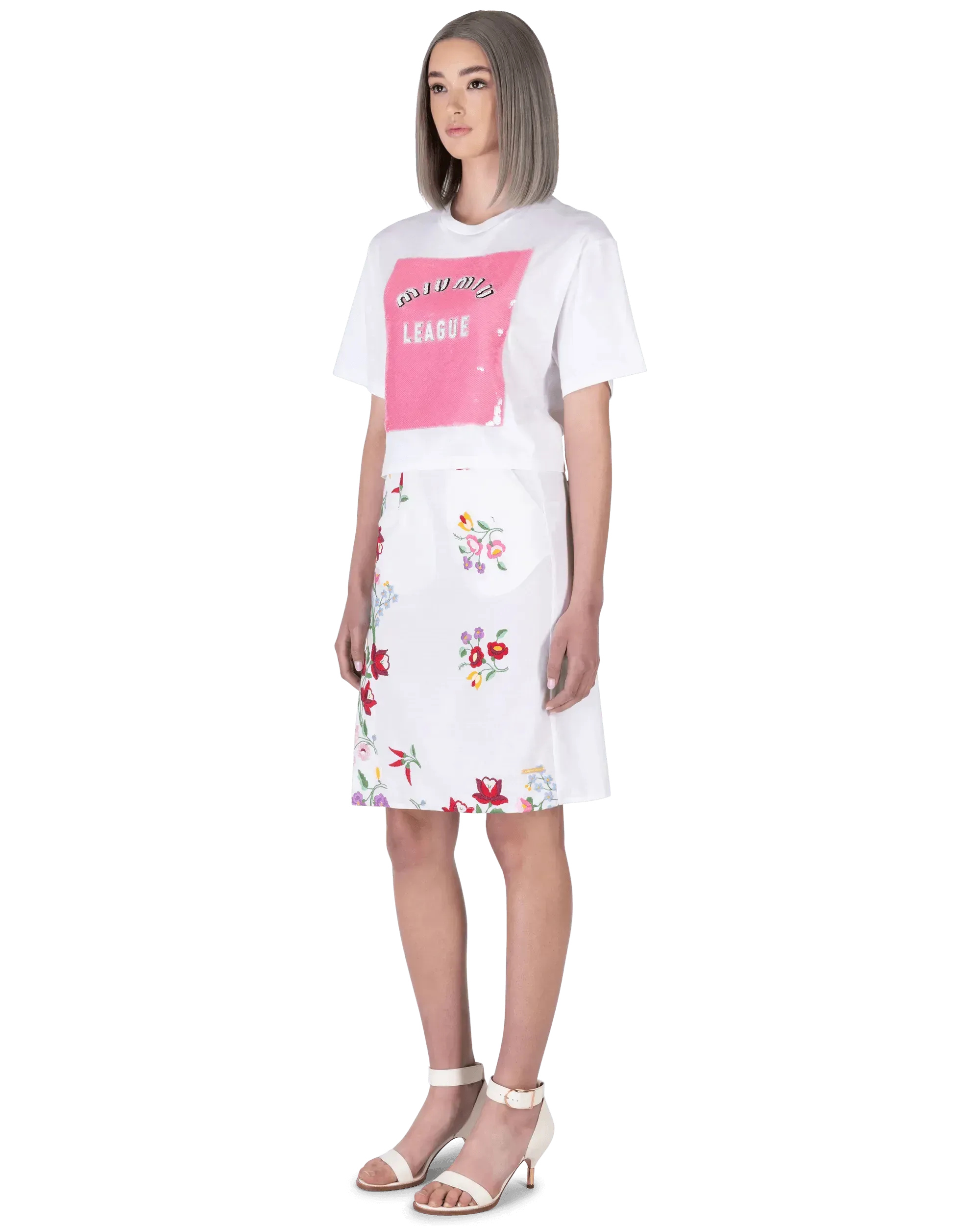Sequinned Logo Cropped T-Shirt