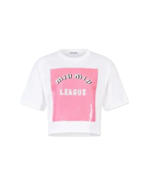 Sequinned Logo Cropped T-Shirt