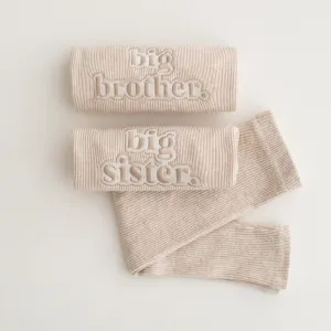Sibling Oatmeal Ribbed Sets - Bubble Embroidery