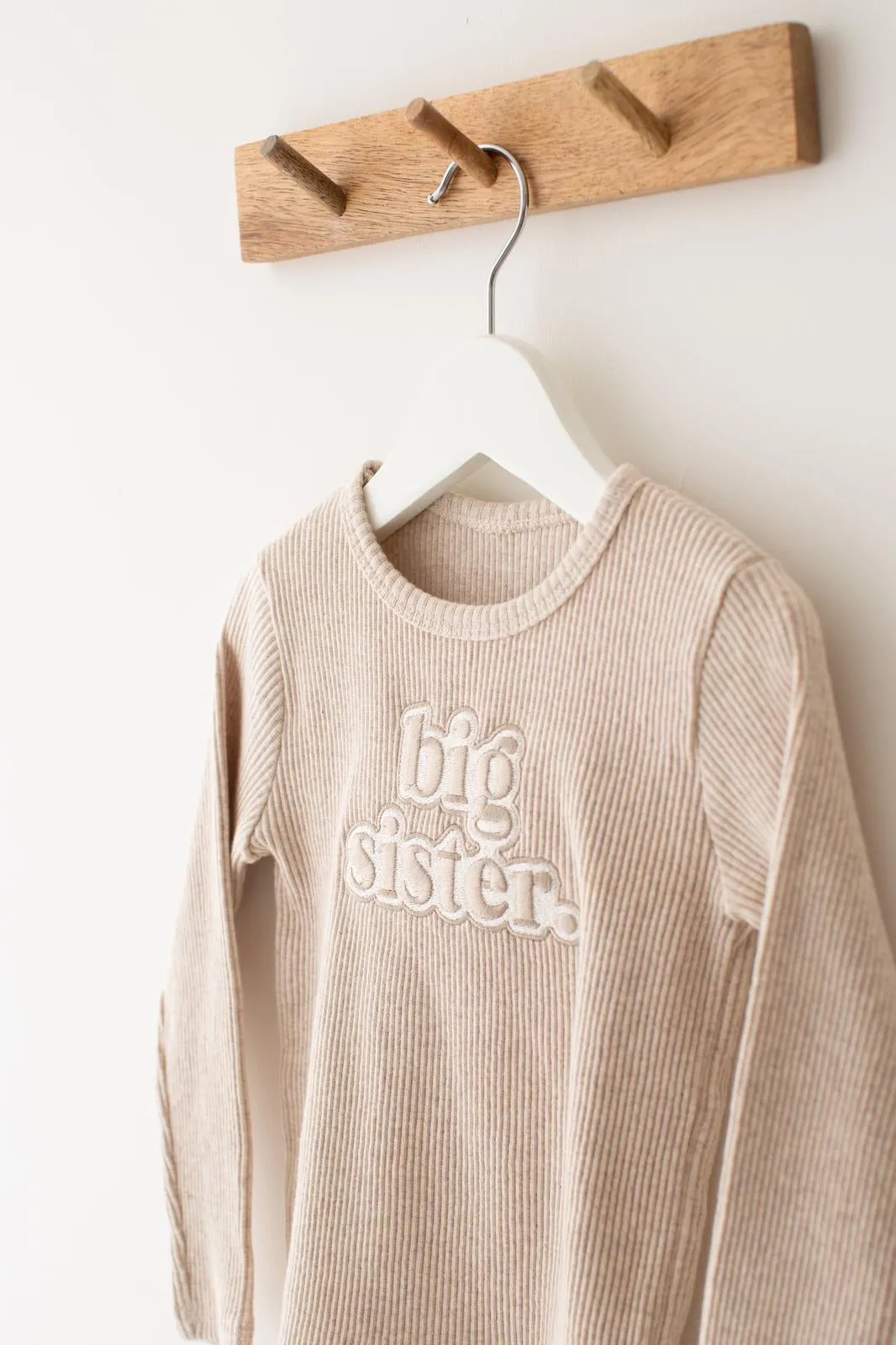 Sibling Oatmeal Ribbed Sets - Bubble Embroidery