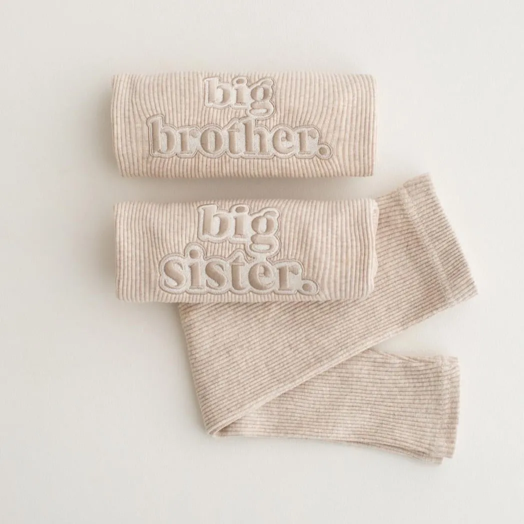 Sibling Oatmeal Ribbed Sets - Bubble Embroidery