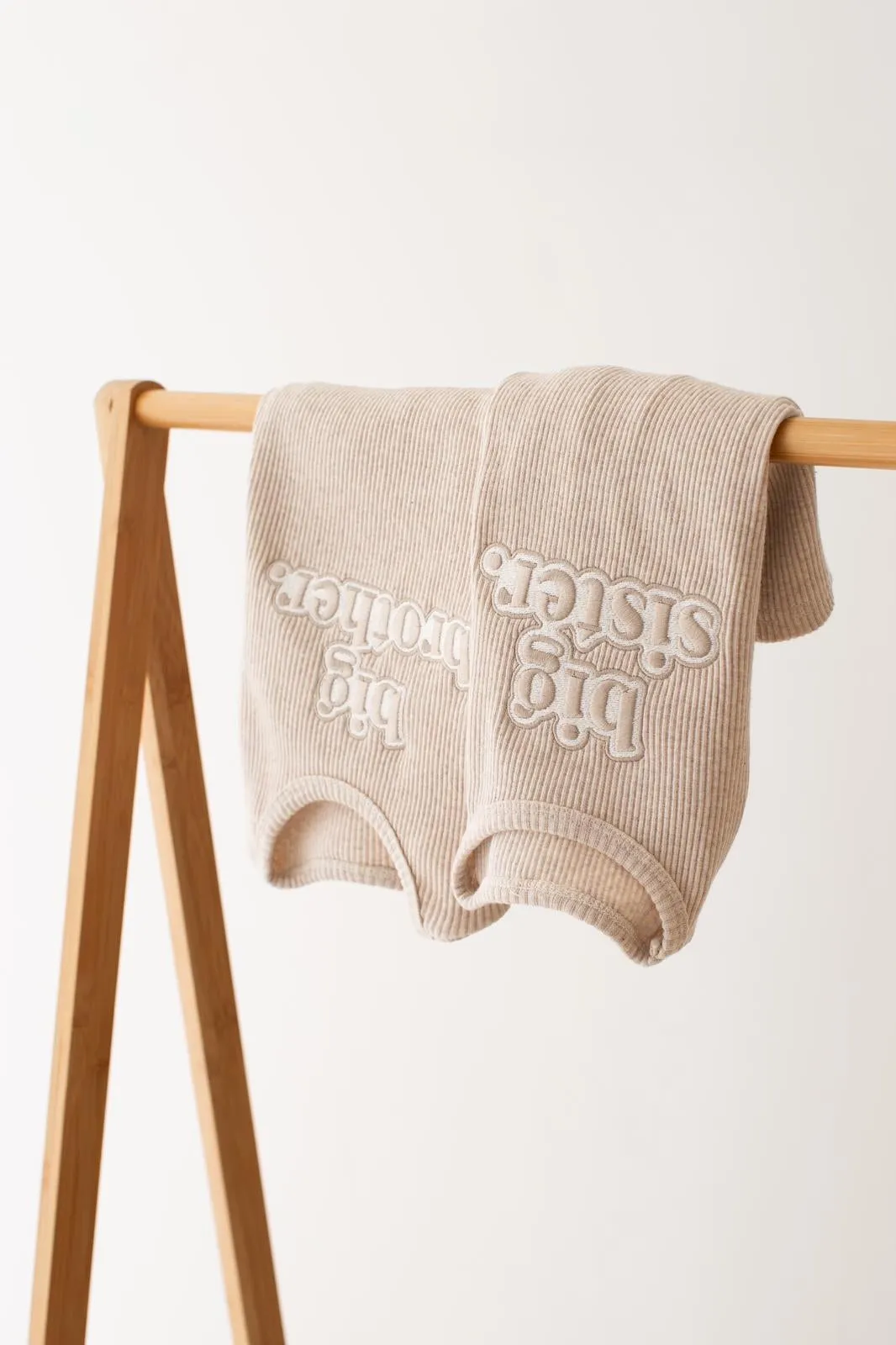 Sibling Oatmeal Ribbed Sets - Bubble Embroidery