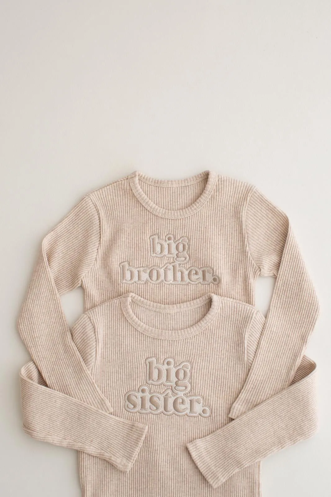 Sibling Oatmeal Ribbed Sets - Bubble Embroidery