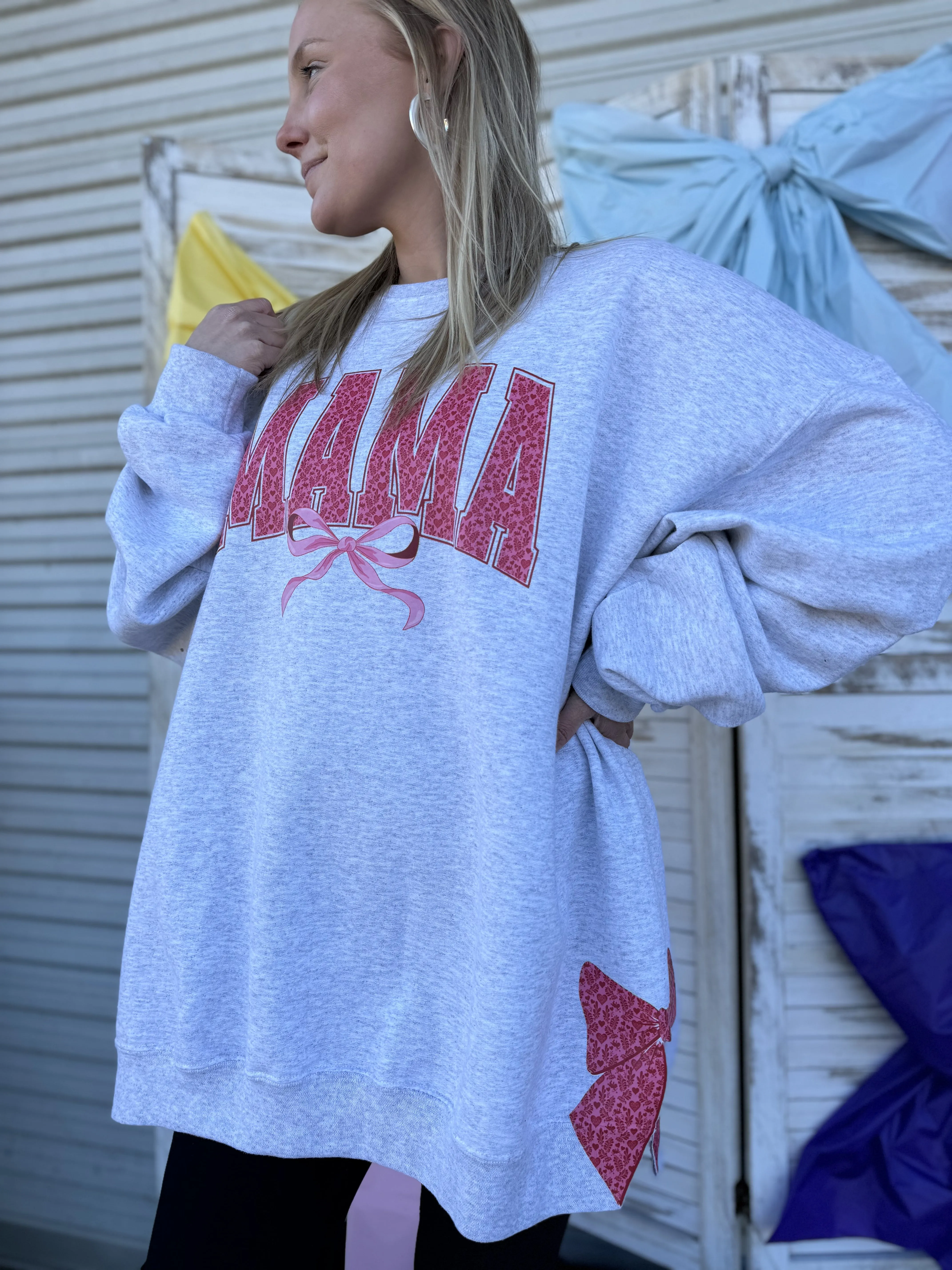 Side Bows Mama Arched Pink Valentine Unisex NuBlend Crew Sweatshirt