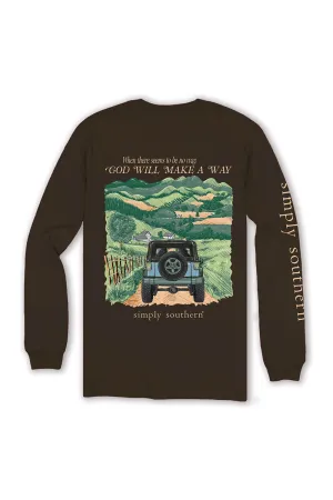 Simply Southern Plus Size Long Sleeve Lead T-Shirt for Women in Umber Brown | EXT-LS-LEAD-UMBER
