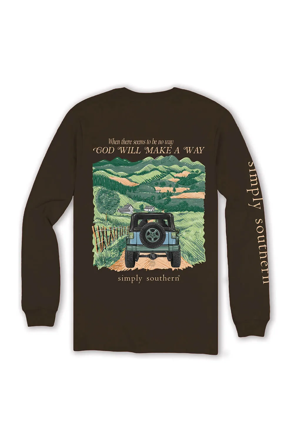 Simply Southern Plus Size Long Sleeve Lead T-Shirt for Women in Umber Brown | EXT-LS-LEAD-UMBER