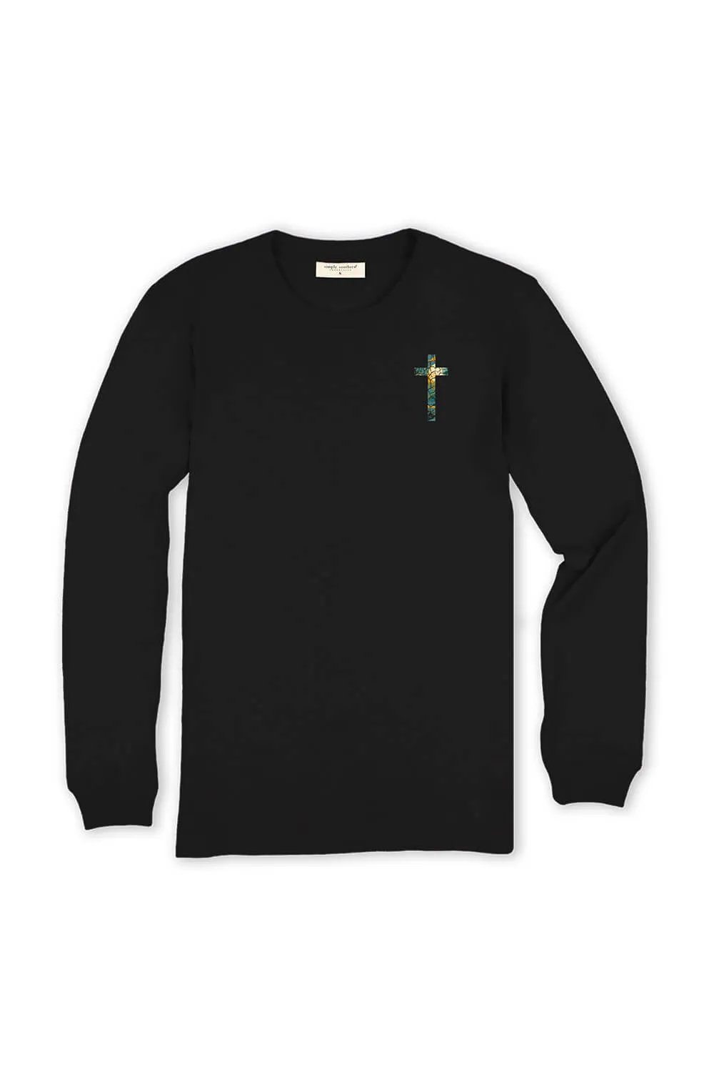 Simply Southern Youth Long Sleeve Broken Pieces T-Shirt for for Girls in Black | YTH-LS-BROKEN-BLACK