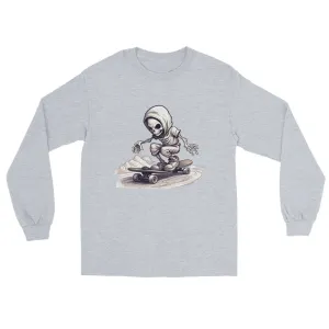 Skateboarding Skeleton Men’s Long Sleeve Shirt (sizes up to 3x)