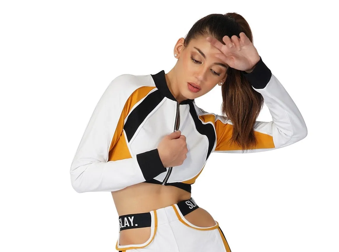 SLAY. Women's Activewear Colorblock Crop Jacket
