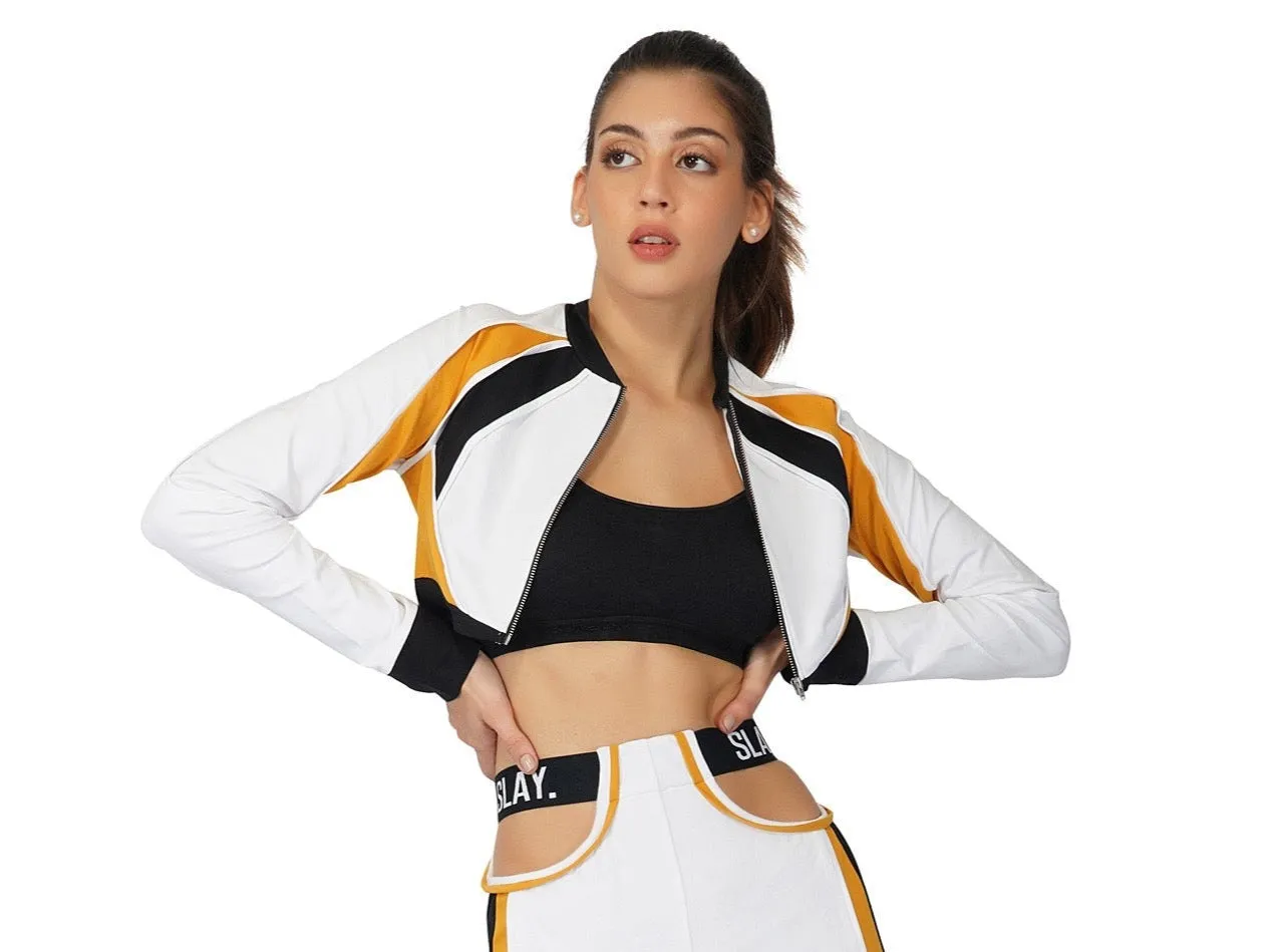 SLAY. Women's Activewear Colorblock Crop Jacket