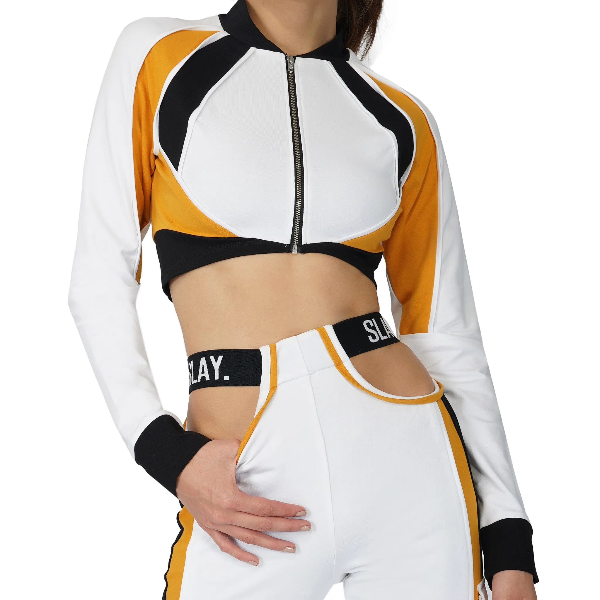 SLAY. Women's Activewear Colorblock Crop Jacket