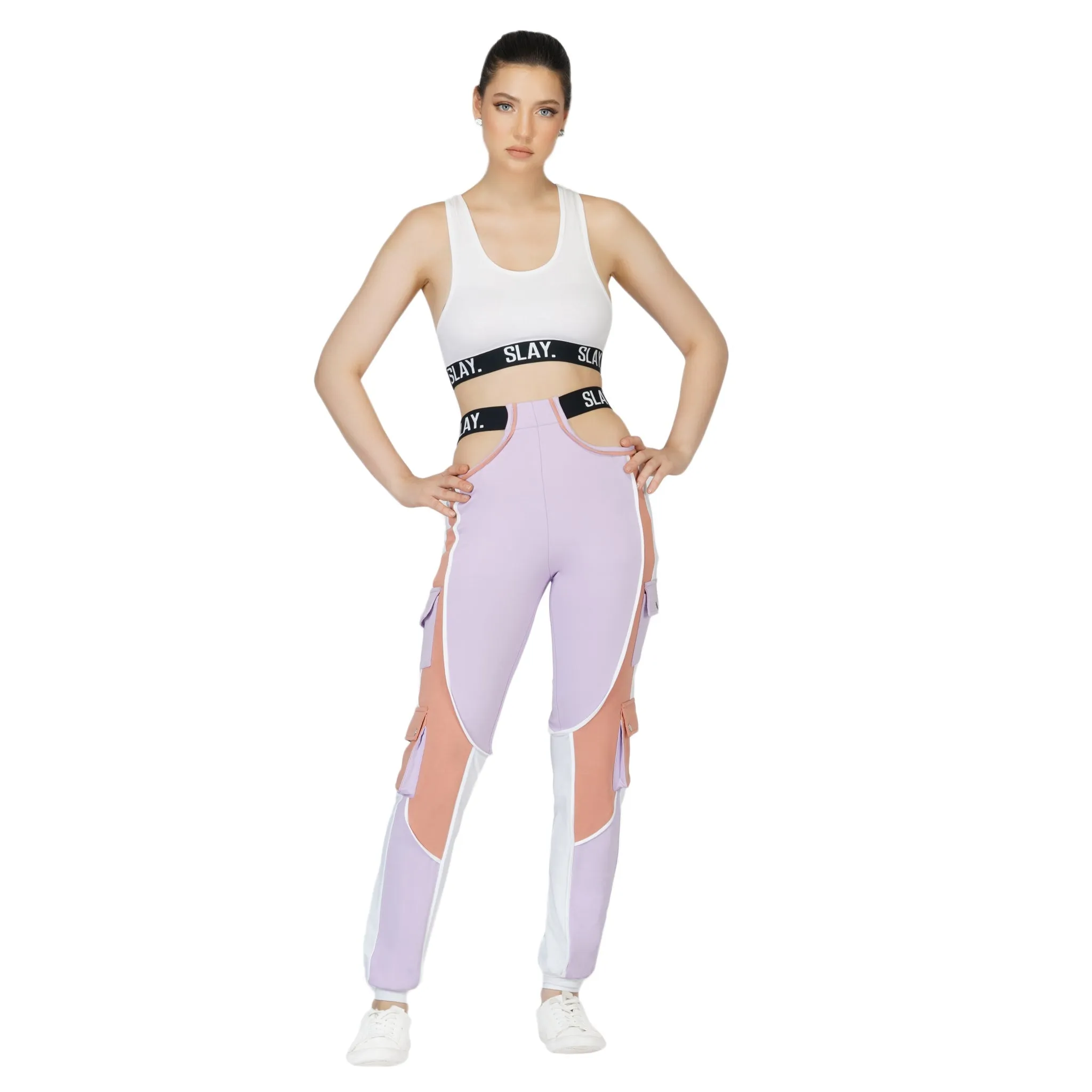 SLAY. Women's Crop Jacket Lavender Lilac Nude White