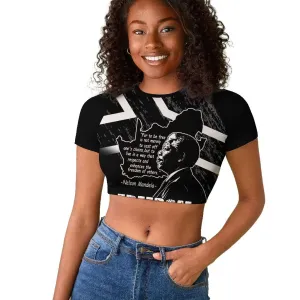 South Africa Freedom Day Raglan Cropped T shirt Nelson Mandela With Map LT14